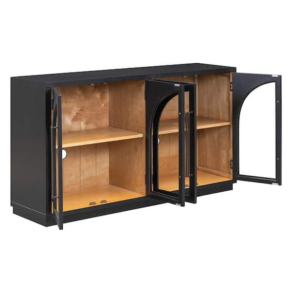 60 in. W x 15.9 in. D x 34.3 in. H Bathroom Black Linen Cabinet