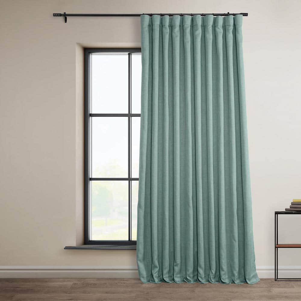 Sea Thistle Blue Faux Linen Extra Wide Room Darkening Rod Pocket Curtain - 100 in. W x 84 in. L (1 Panel) price history on PriceWatchPro
