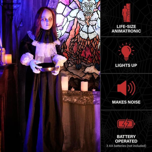 Haunted Hill Farm 5.3 ft. Animated LED Standing Creepy Lady
