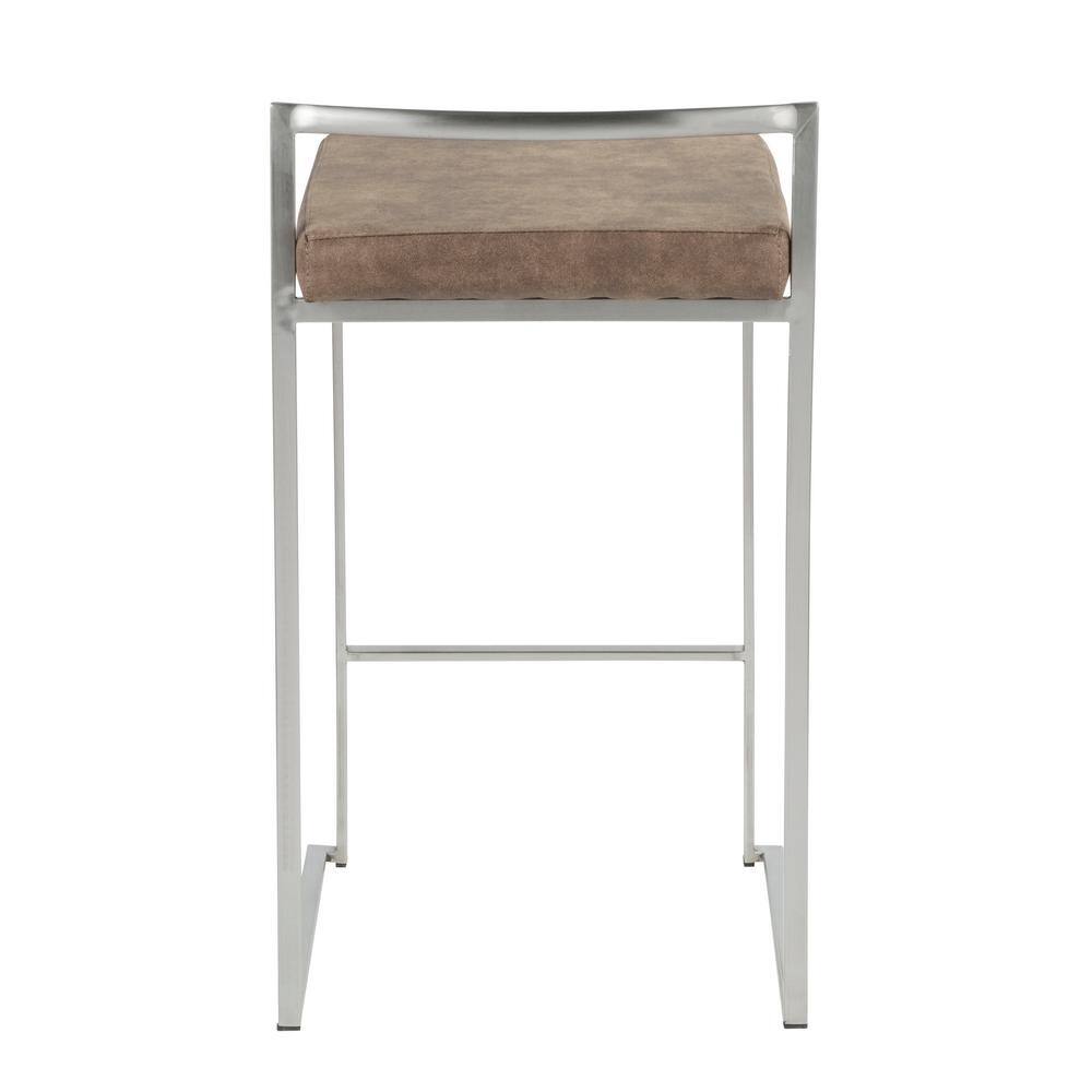 Stainless Steel Brown Cowboy Fabric Counter Stools, Set of 2