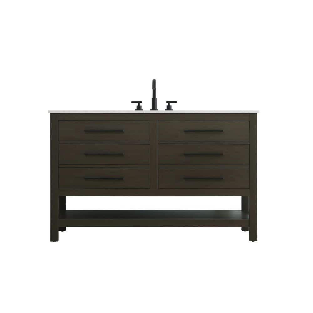 54 in. Single Sink Mocha Brown Bath Vanity with White Engineered Marble Top price history on PriceWatchPro