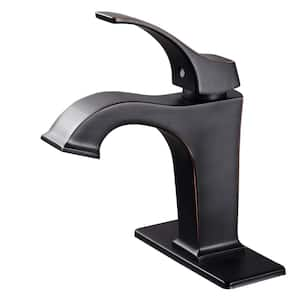 Single Handle Single Hole Bathroom Faucet with Deckplate Included and Spot Resistant in Oil Rubbed Bronze