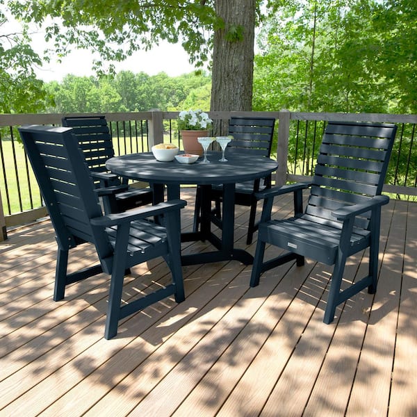 Weatherly Federal Blue 5-Piece Recycled Plastic Round Outdoor Dining Set