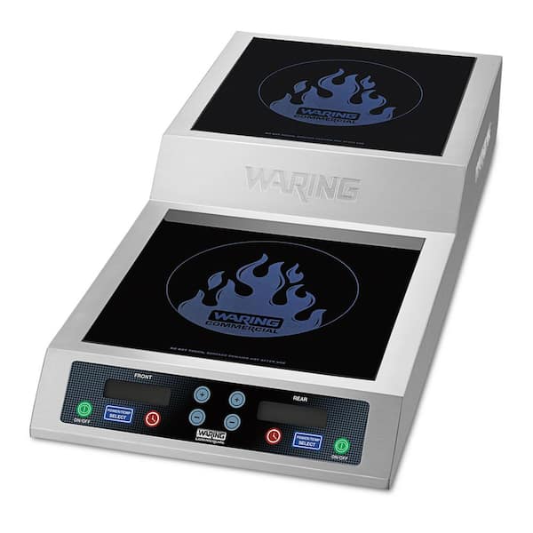 Waring Commercial 2-Burner 11 in. Silver Hot Plate, Heavy-Duty Commercial Double Induction Range