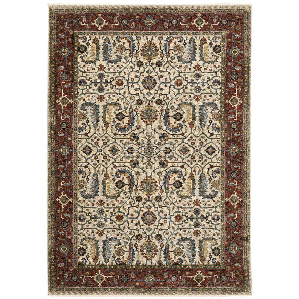 AVERLEY HOME Ambrose Ivory/Red 10 ft. x 13 ft. Border Oriental Floral ...