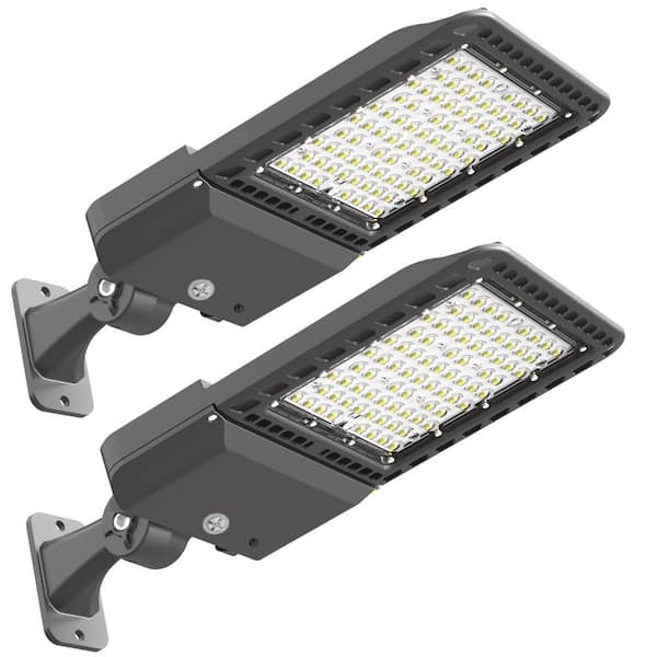 Outdoor Bronze 800-Watt Equivalent Integrated LED 200-Watt Arm Mount Parking Lot Area Light 5000K 28000 Lumens (2-Pack)