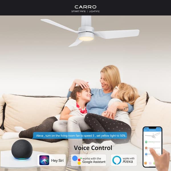 Barnet II 44 in. Integrated LED Indoor White Smart Ceiling Fan with Light and Remote, Works with Alexa and Google Home