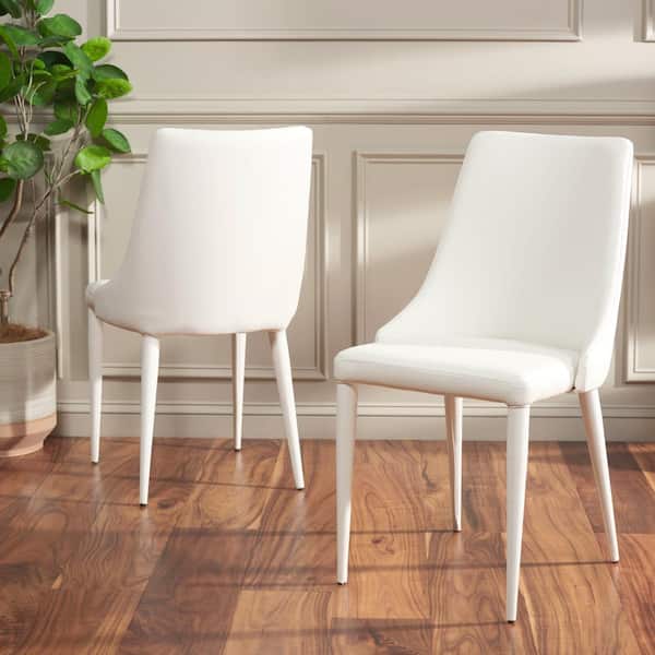SAFAVIEH Summerset White 19 H Leather Side Chair (Set of