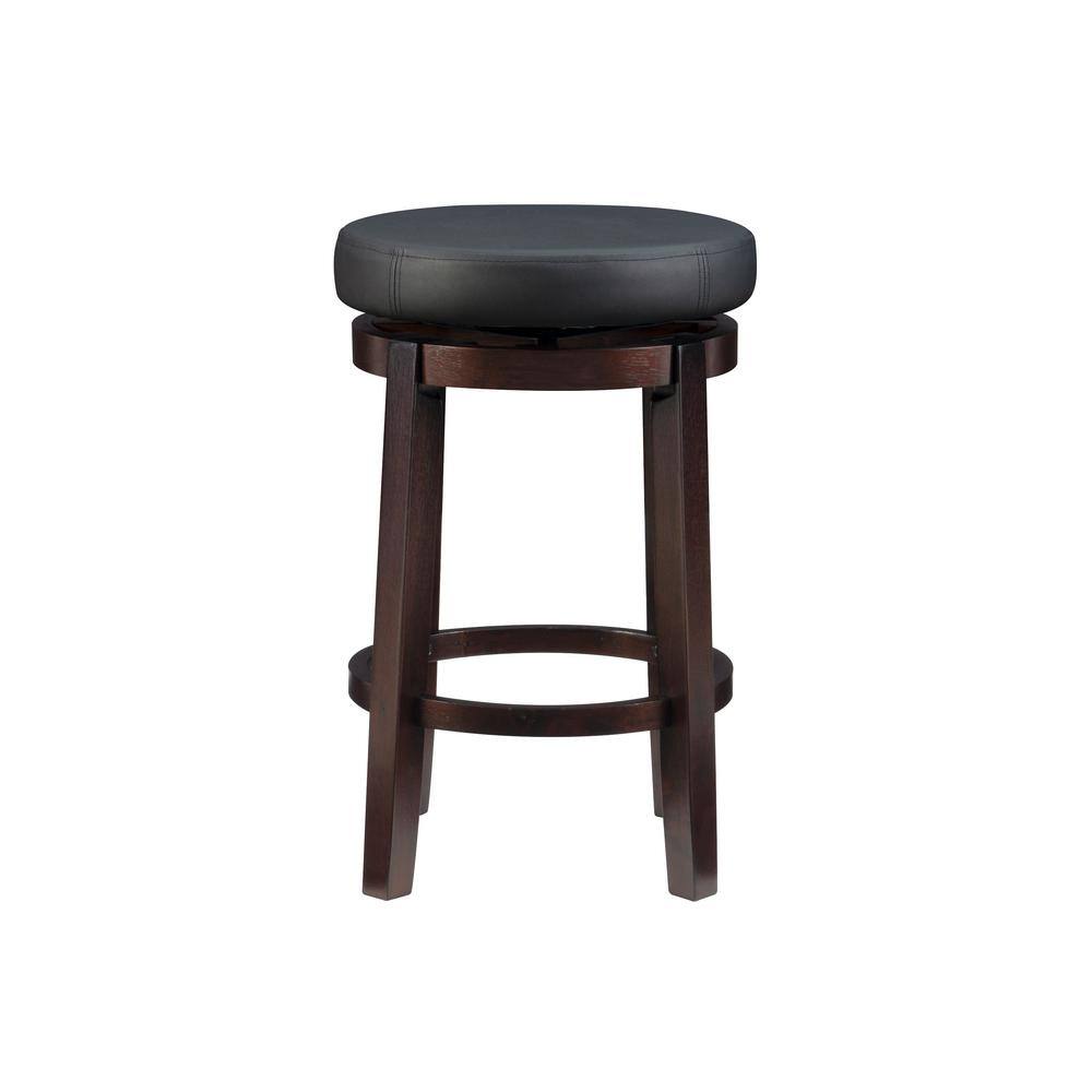 Maya 24" Black Faux Leather Swivel Counter Stool