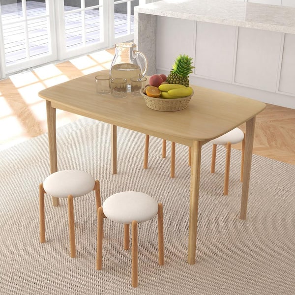 Natural Solid Wood 28 in. 4 Legs Dining Table Rectangular Farmhouse Kitchen Seats 6 (chairs not include)
