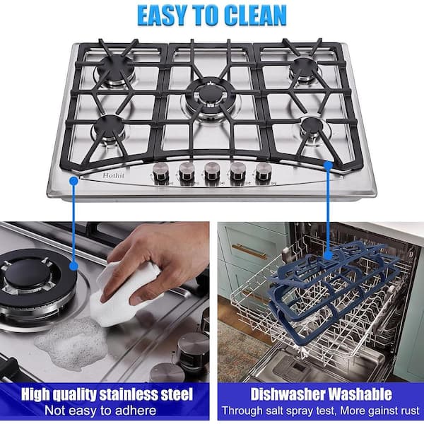 30 in. 5-Burners Recessed Gas Cooktop in Stainless Steel with Power Burners, Include Gas Pressure Regulator, Gas Cooker
