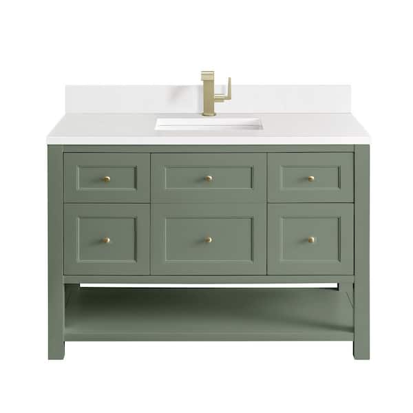 James Martin Vanities Breckenridge 48 in. W x 23.5 in. D x 34.2 in. H Single Vanity in Smokey Celadon with White Zeus Quartz Top