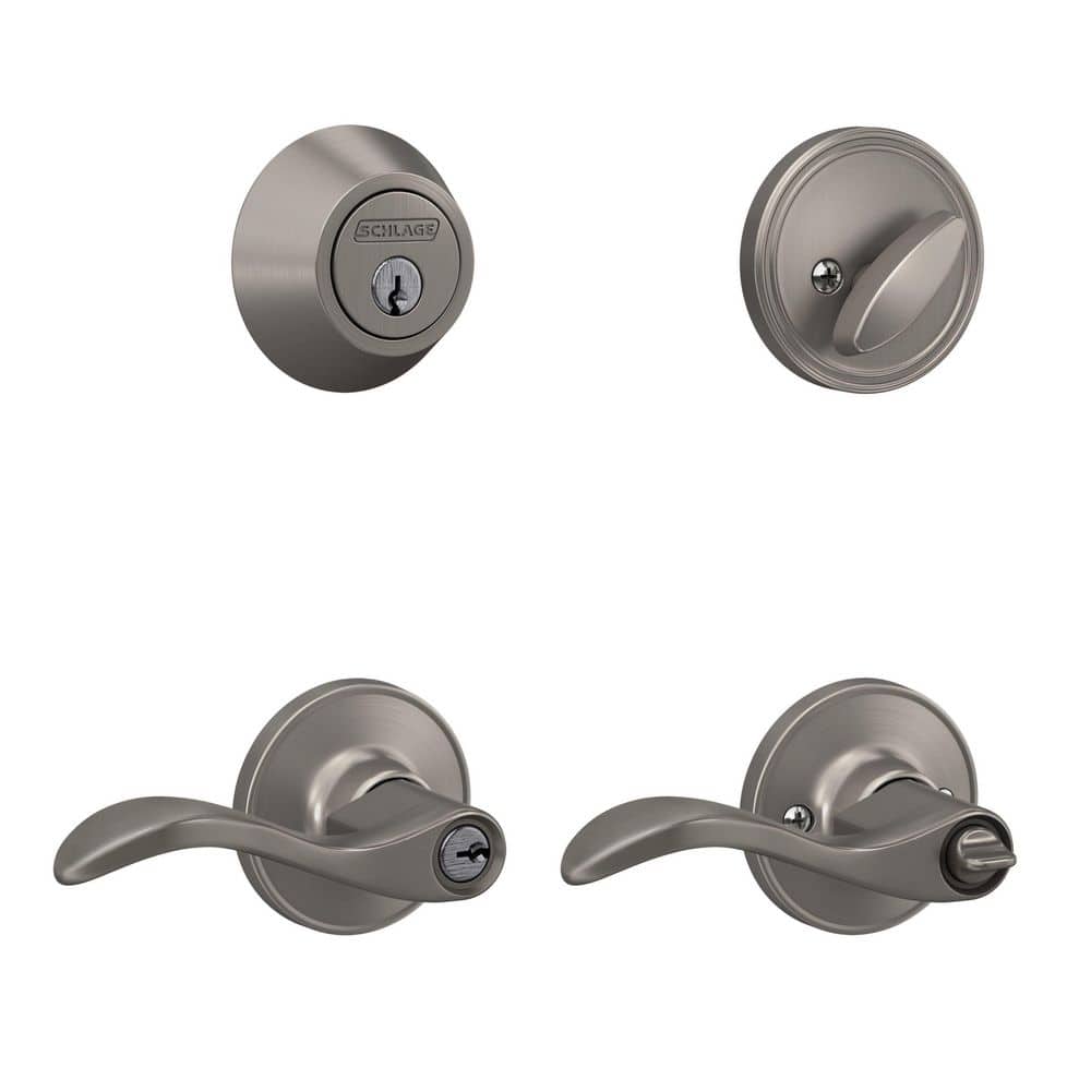 Kenley Satin Nickel Single Cylinder Deadbolt and Keyed Entry Door Handle Combo Pack price history on PriceWatchPro