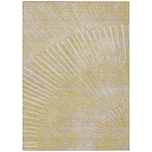 Wheat 9 ft. x 12 ft. Woven Abstract Rectangle Indoor/Outdoor Area Rug