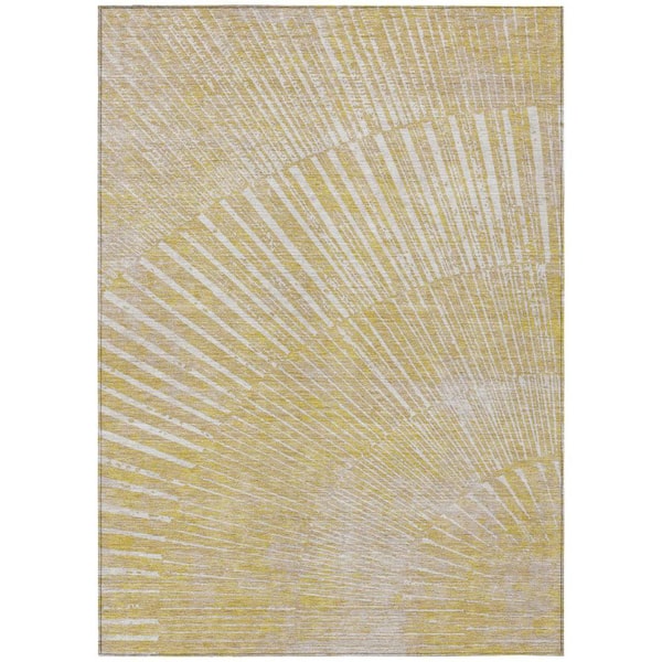 Wheat 9 ft. x 12 ft. Woven Abstract Rectangle Indoor/Outdoor Area Rug