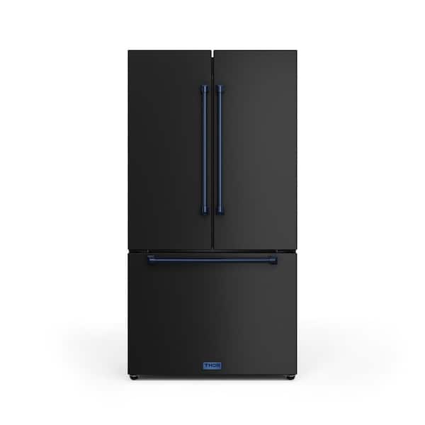 Gordon Ramsay Series 36 in. 20.3 cu. ft. Counter Depth French Door Refrigerator in Matte Black/Navy Blue with Ice Maker