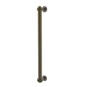 18 in. Center-to-Center Refrigerator Pull with Dotted Aents in Antique Brass