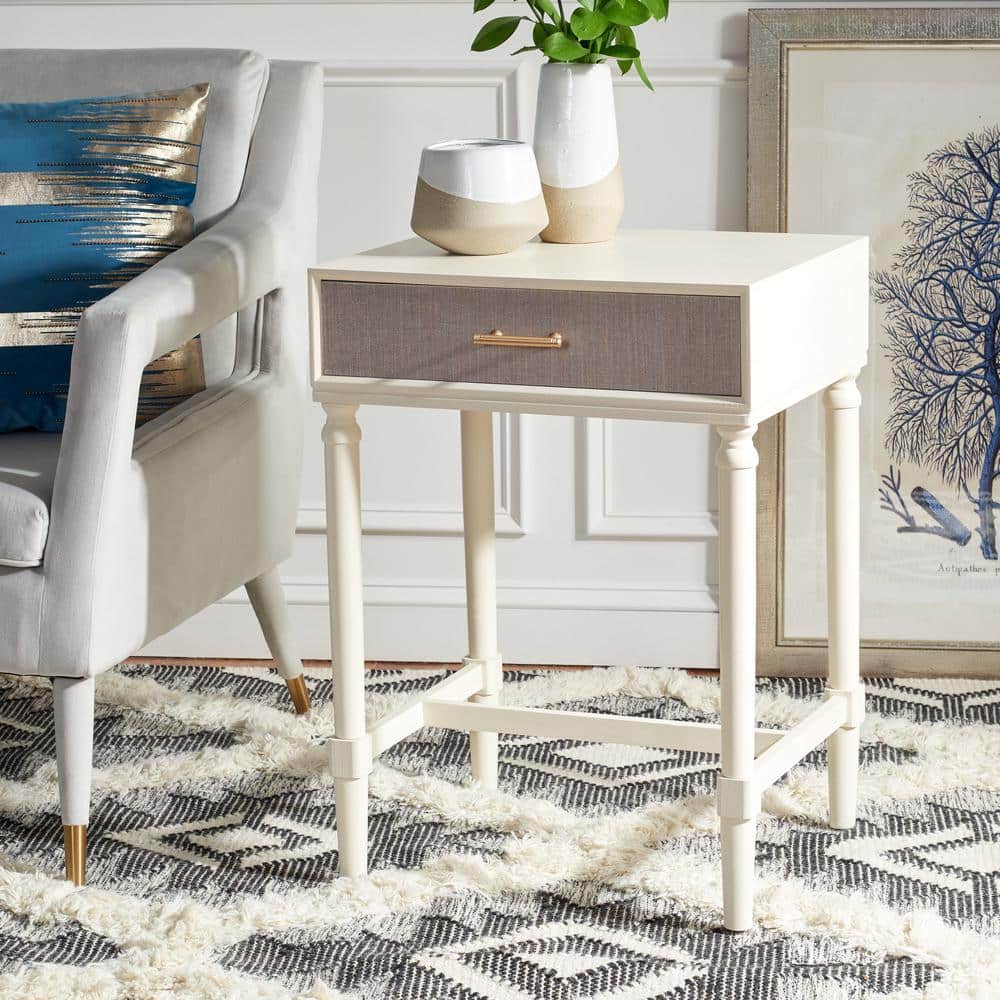 Estella White Wood 1-Drawer Accent Table with Storage