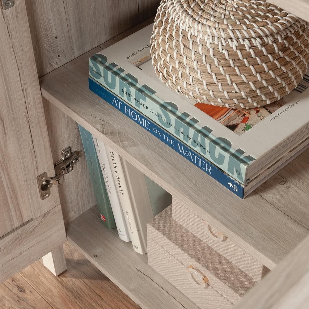 Chalk Oak 72" Adjustable 5-Shelf Bookcase with Doors