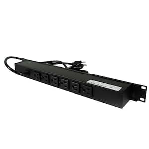 Wiremold 6-Outlet 15 Amp Rackmount Rear Power Strip with Lighted On/Off Switch, 6 ft. Cord