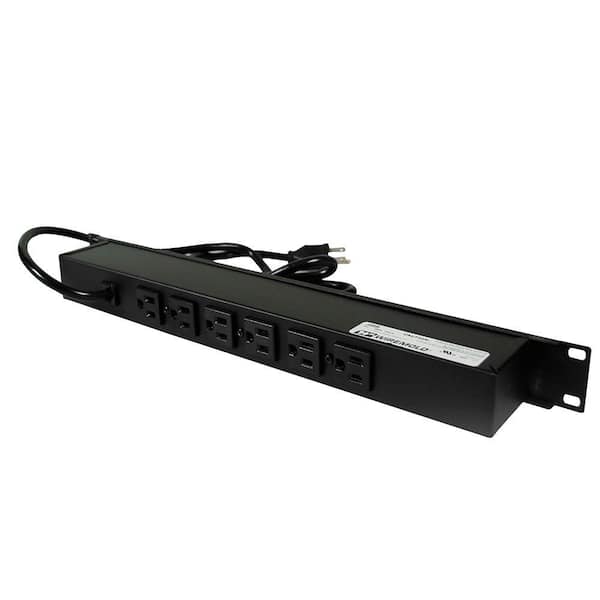 Legrand Wiremold 6-Outlet 15 Amp Rackmount Rear Power Strip with Lighted On/Off Switch, 6 ft. Cord