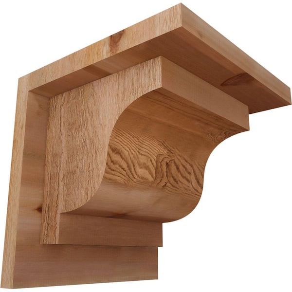 Ekena Millwork 8 in. x 8 in. x 8 in. Western Red Cedar Newport Rough Sawn Corbel with Backplate