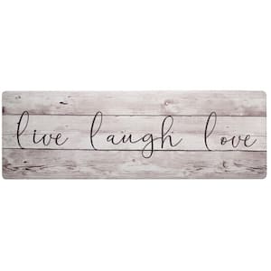 Cozy Living Live Laugh Love Beige 17.5 in. x 55 in. Anti Fatigue Kitchen Mat