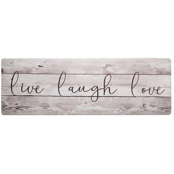 Home Dynamix Cozy Living Live Laugh Love Beige 17.5 in. x 55 in. Anti Fatigue Kitchen Mat