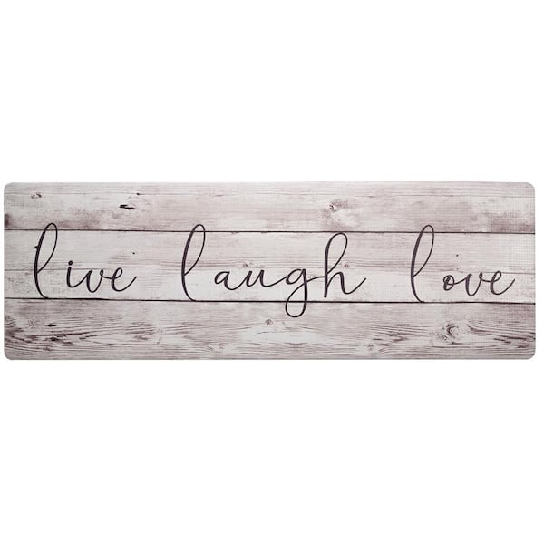 Home Dynamix Cozy Living Live Laugh Love Beige 17.5 in. x 55 in. Anti Fatigue Kitchen Mat