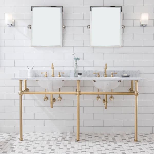 Embassy 72 in. Brass Washstand Legs and Connectors in Satin Gold PVD