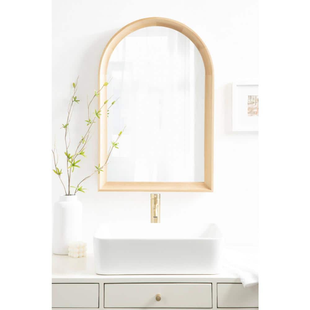 Natural Wood Arched Wall Mirror 20 x 30