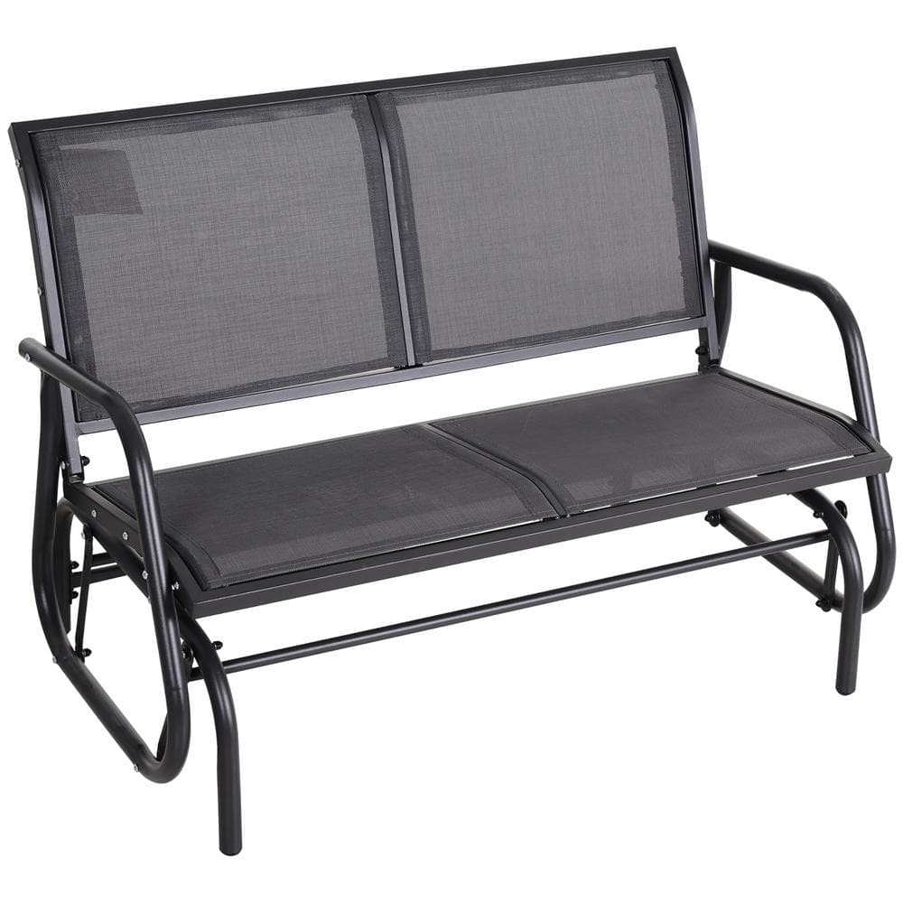 2-Person Gray Metal Outdoor Glider Bench, Patio Glider Loveseat Chair with Powder Coated Steel Frame for Backyard, Lawn price history on PriceWatchPro