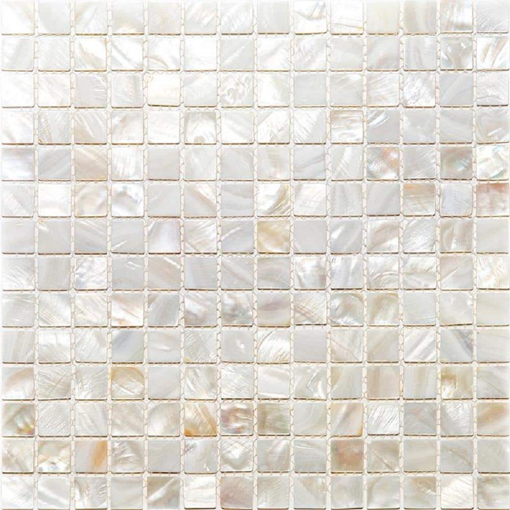 12" x 12" Shell White Polished Mosaic Tile