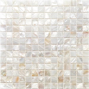 White 12 in. x 12 in. Square Polished Natural Shell Mosaic Tile (20 sq. ft./Case)