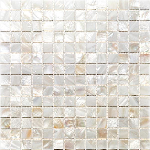 Apollo Tile White 12 in. x 12 in. Square Polished Natural Shell Mosaic Tile (20 sq. ft./Case)