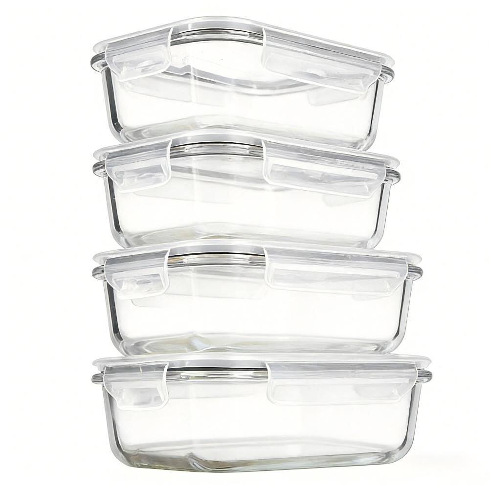 22 oz. Premium Food Grade Borosilicate Glass 5-Pack Meal Prep Containers with Airtight Leakproof Lids, Freezer Safe