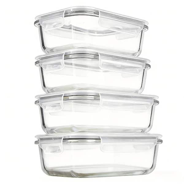 22 oz. Premium Food Grade Borosilicate Glass 5-Pack Meal Prep Containers with Airtight Leakproof Lids, Freezer Safe