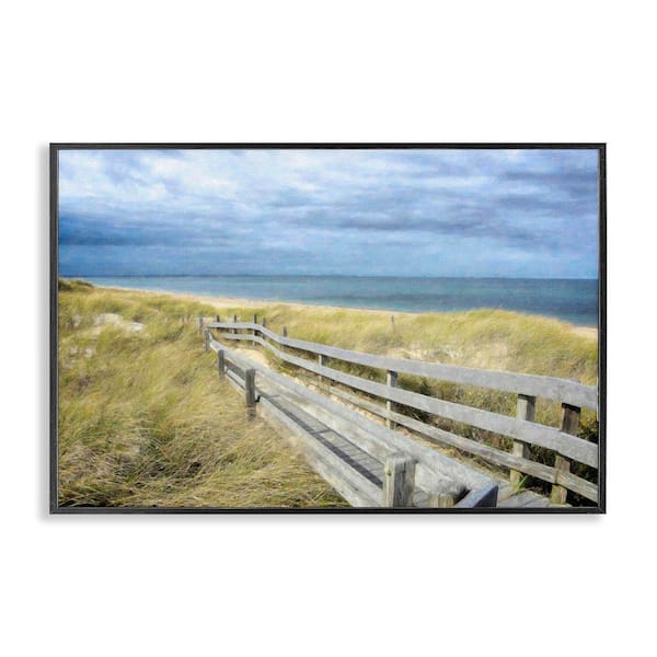Stupell Industries Sandy Boardwalk View by Graffitee Studios Black Framed Nature Giclee Art Print 12 in. x 18 in.