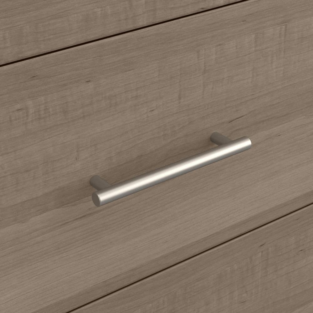 Ash Gray Transitional Engineered Wood Nightstand with Satin Nickel Hardware