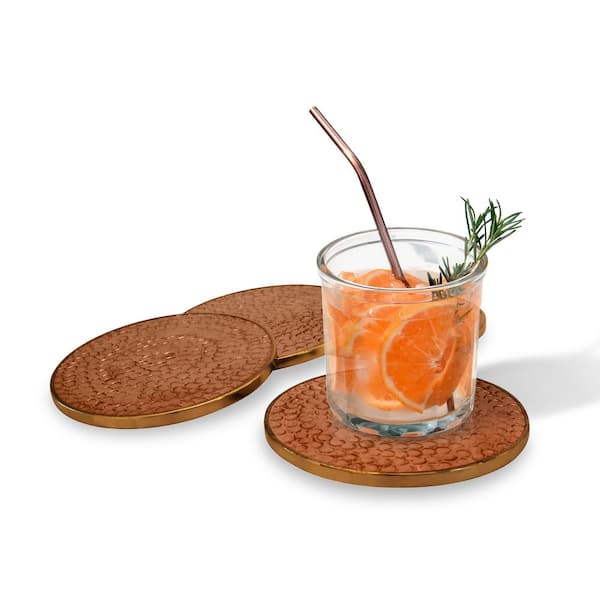 Mascot Hardware Hammered Copper Polished Coasters (4-Pieces) CTR060 - The  Home Depot