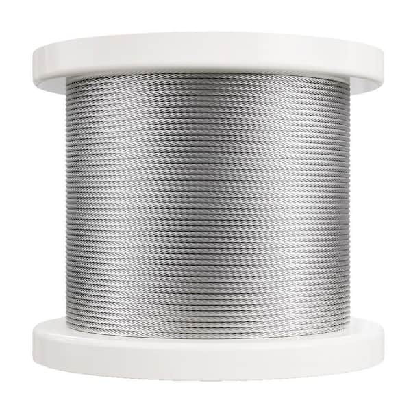 Wire Rope Kit, 1/8 in. x 600 ft. Stainless Steel Wire Rope (By-the-Foot), 1600 lbs. Breaking Strength, Cutter and Gloves