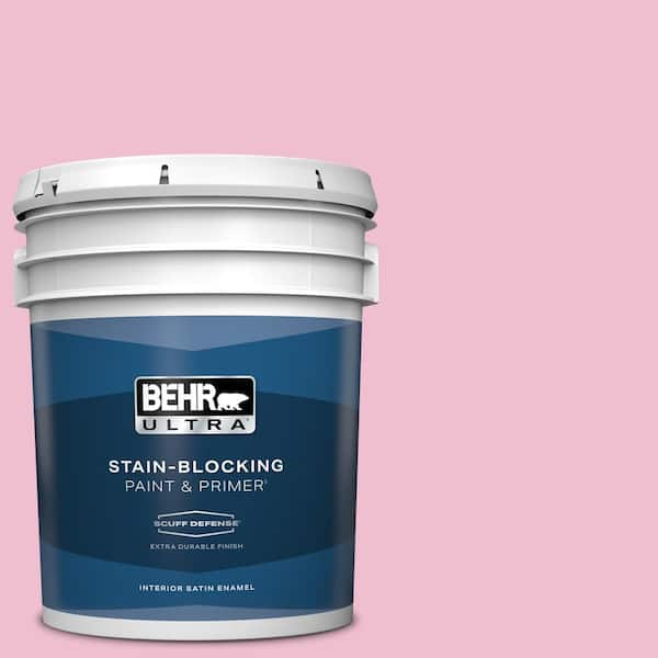 BEHR ULTRA 5 gal. #100B-4 Pink Chintz Extra Durable Satin Enamel Interior Paint & Primer