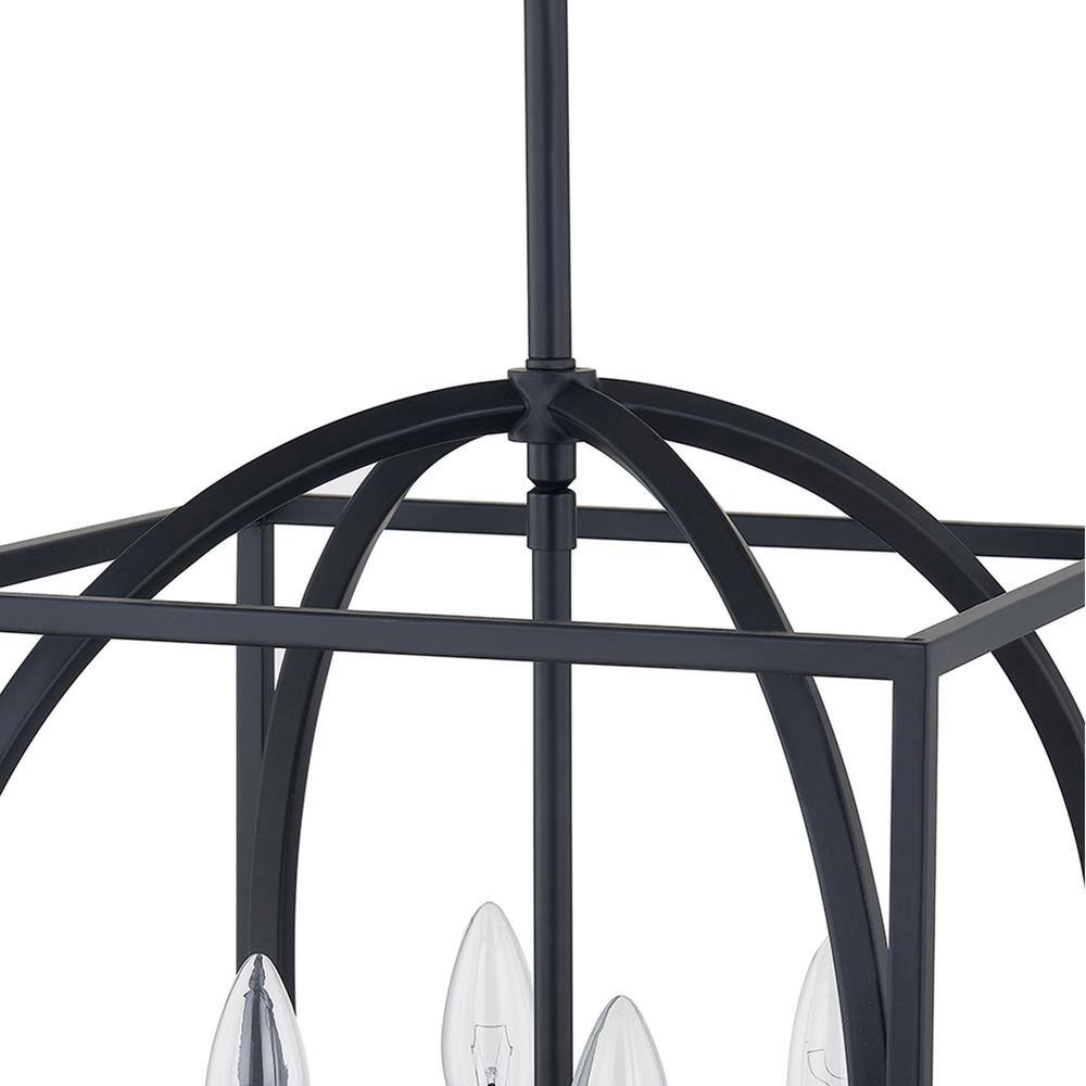 Black 4-Light Glass Lantern Pendant Light
