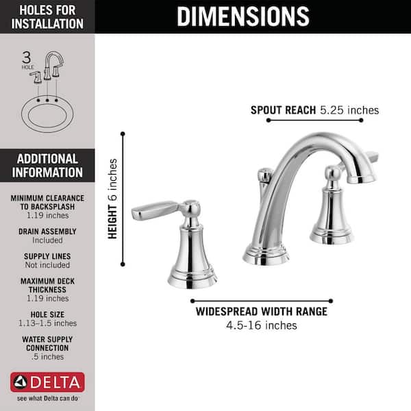 Delta Woodhurst 8 In Widespread 2 Handle Bathroom Faucet Chrome 3532lf Mpu - Install Delta Two Handle Bathroom Faucet