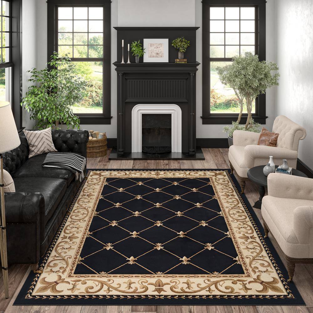 Sensation 5' x 7' Black Synthetic Rectangular Area Rug