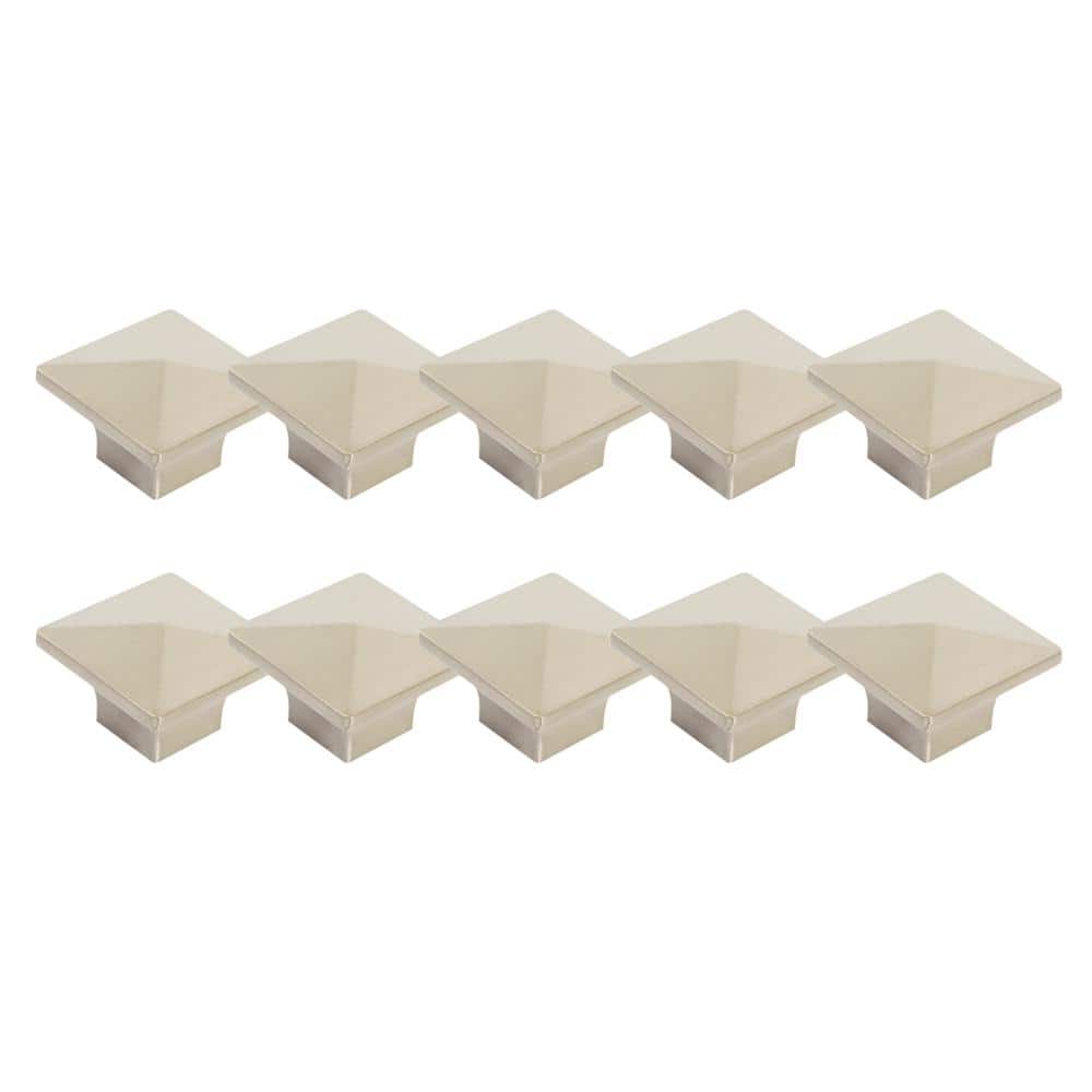 Brushed Nickel Square Cabinet Knob 10-Pack with Mounting Hardware