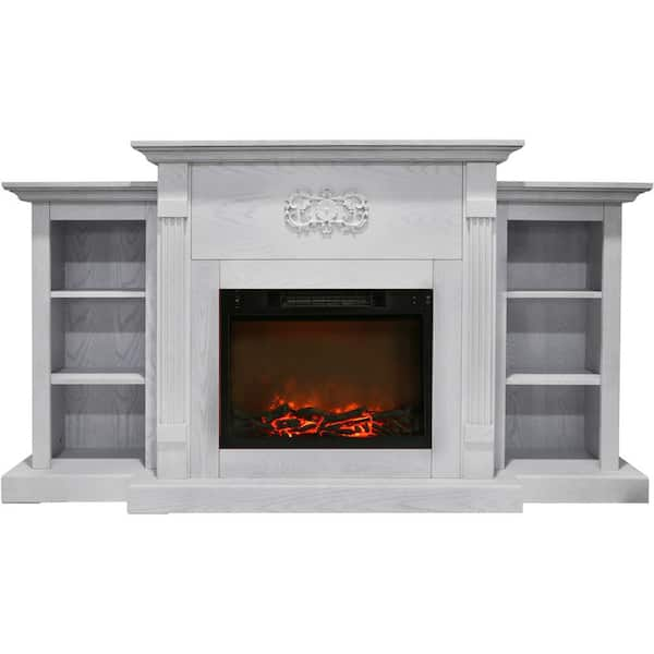 Cambridge Sanoma 72 in. Electric Fireplace in White with Built-in  Bookshelves and a 1500-Watt Charred Log Insert CAM7233-1WHT - The Home Depot