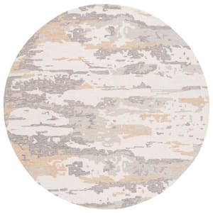 Abstract Ivory/Gray Sky 6 ft. x 6 ft. Round Area Rug