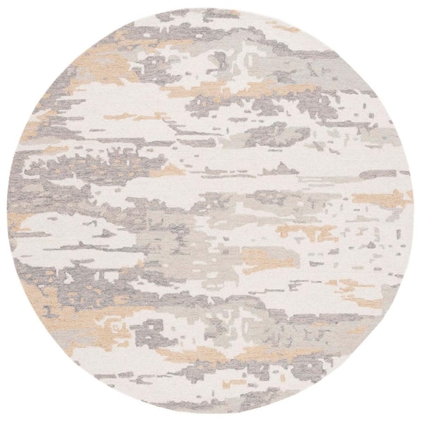 SAFAVIEH Abstract Ivory/Gray Sky 6 ft. x 6 ft. Round Area Rug