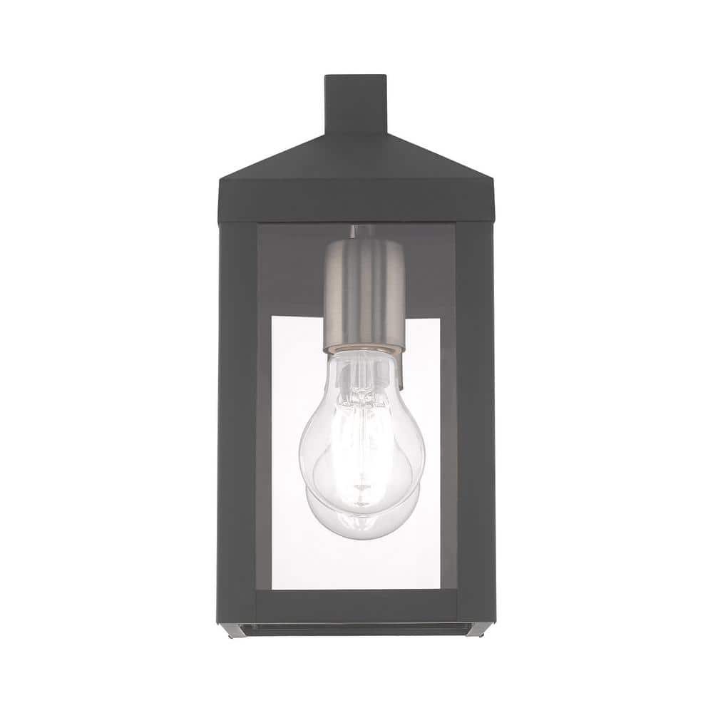 Scandinavian Gray Clear Glass Outdoor Wall Lantern Sconce